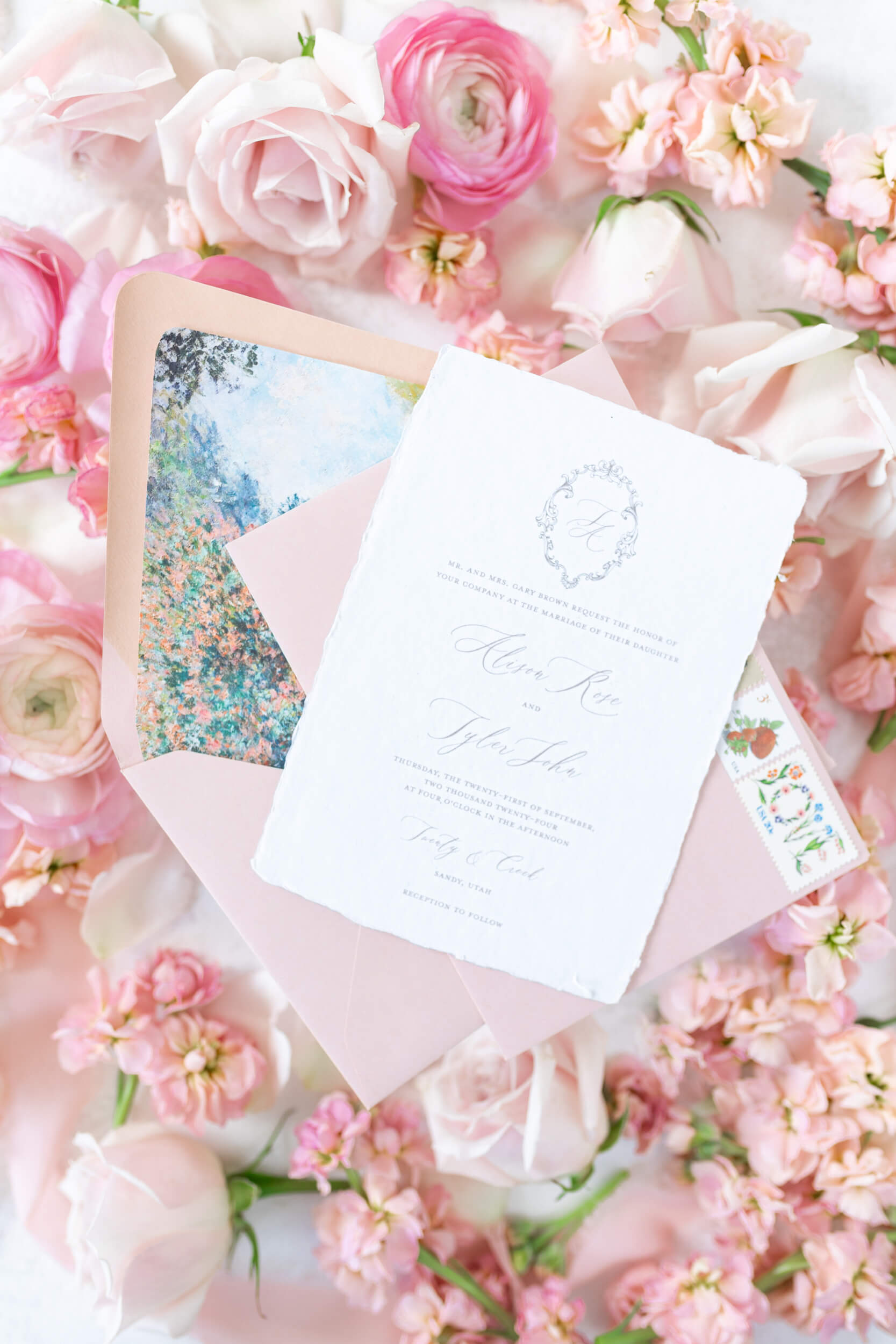 Wedding Invitation on flowers